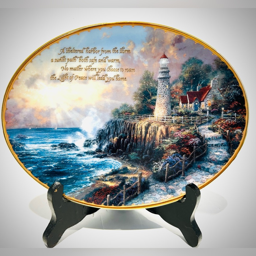 Thomas Kinkade “The Light of Peace” collectible lighthouse plate